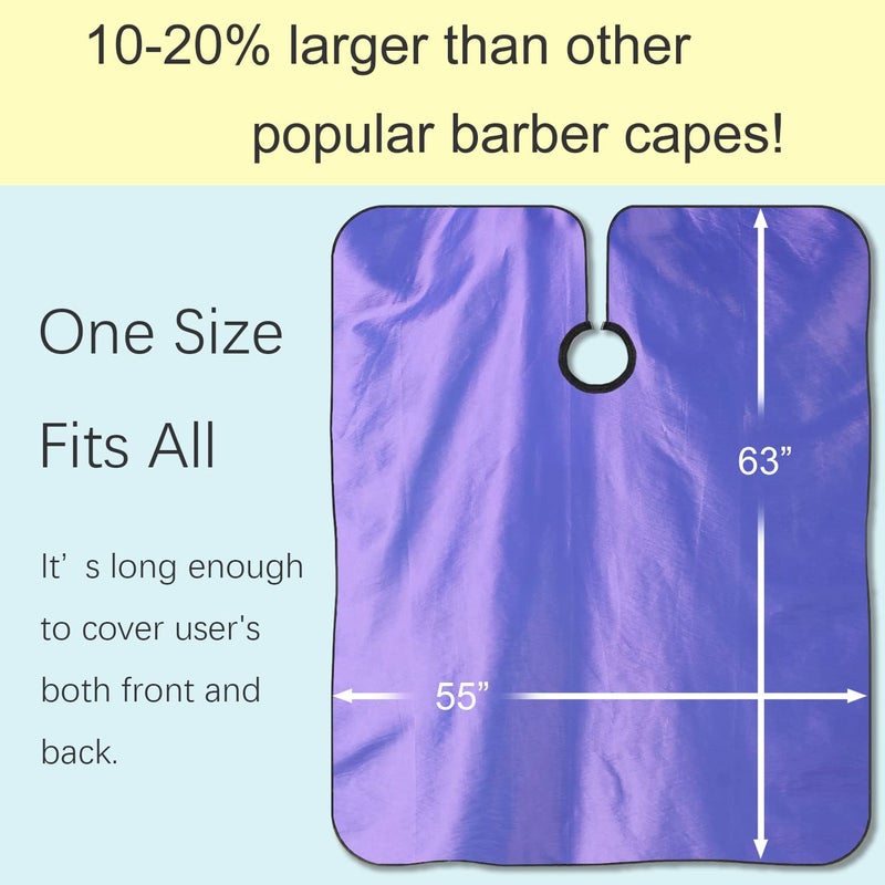 Iusmnur Barber Cape, Professional Hair Salon Cape with Adjustable Metal Clip, Shampoo Hair Cutting Cape for Barbers and Stylists - 55 x 63 inches (Purple) - Image 5
